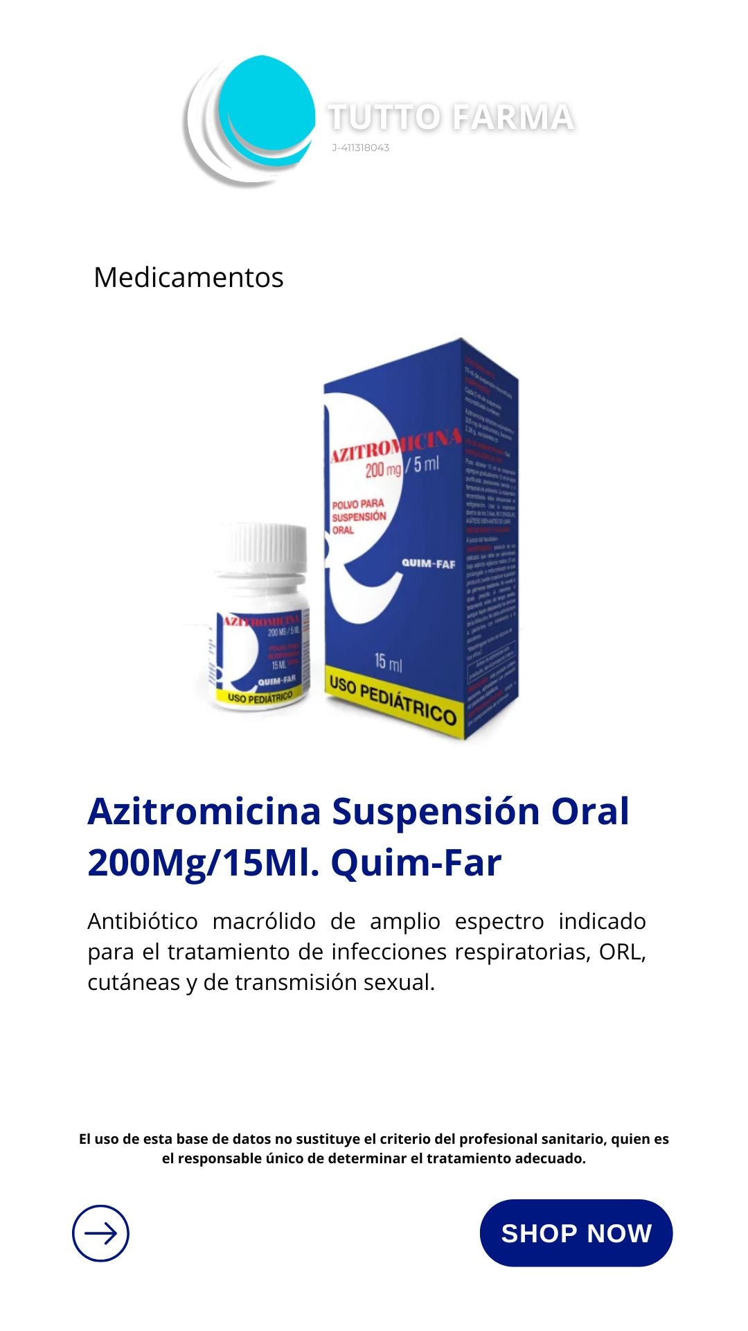 AZITROMICINA POLVOP/ SUSP PEDIAT 200MG /5ML X15ML QUIMFAR
