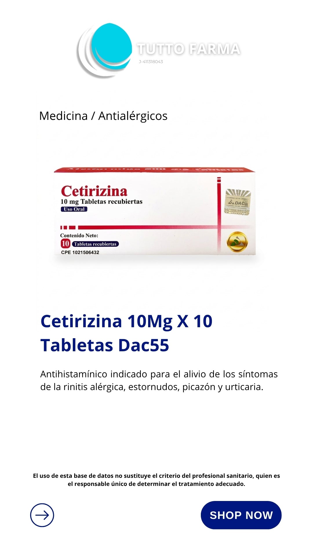 CETIRIZINA 10MG X 10 TAB DAC
