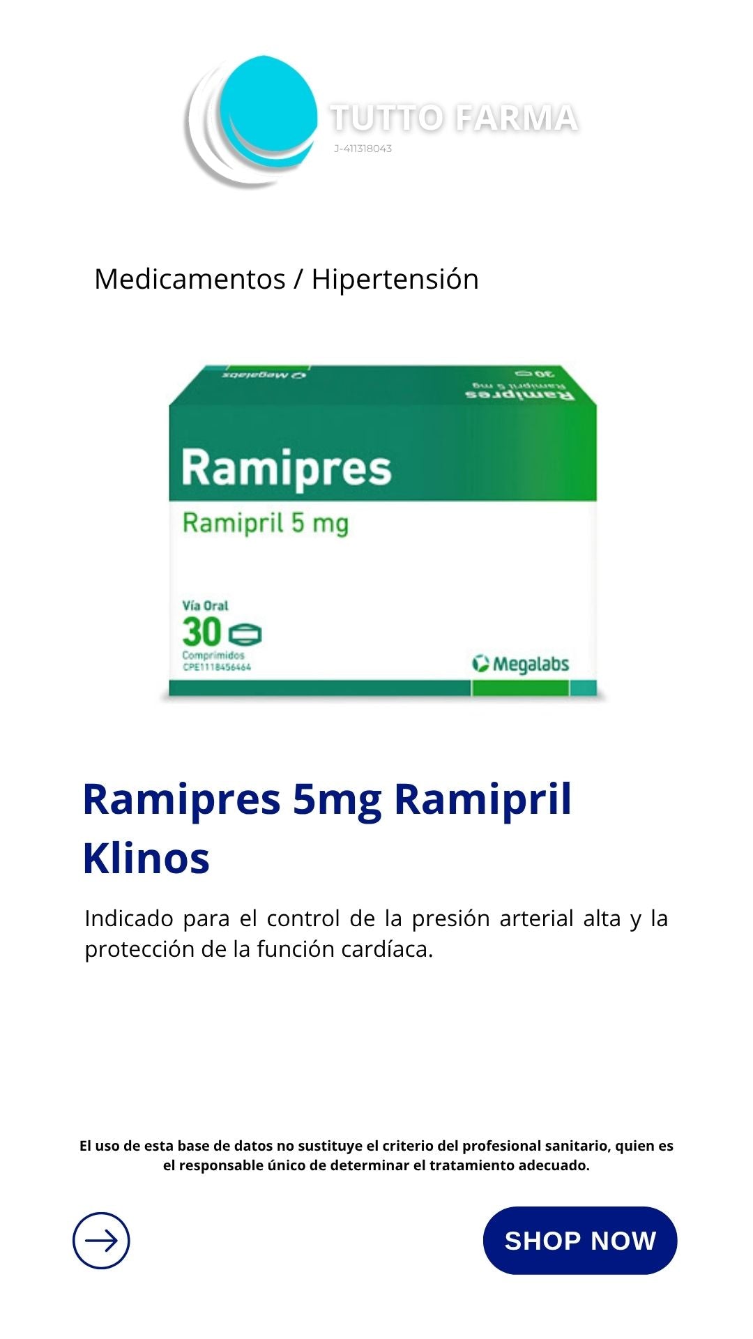 RAMIPRIL DAC 5MG X30 COMPRIMIDOS