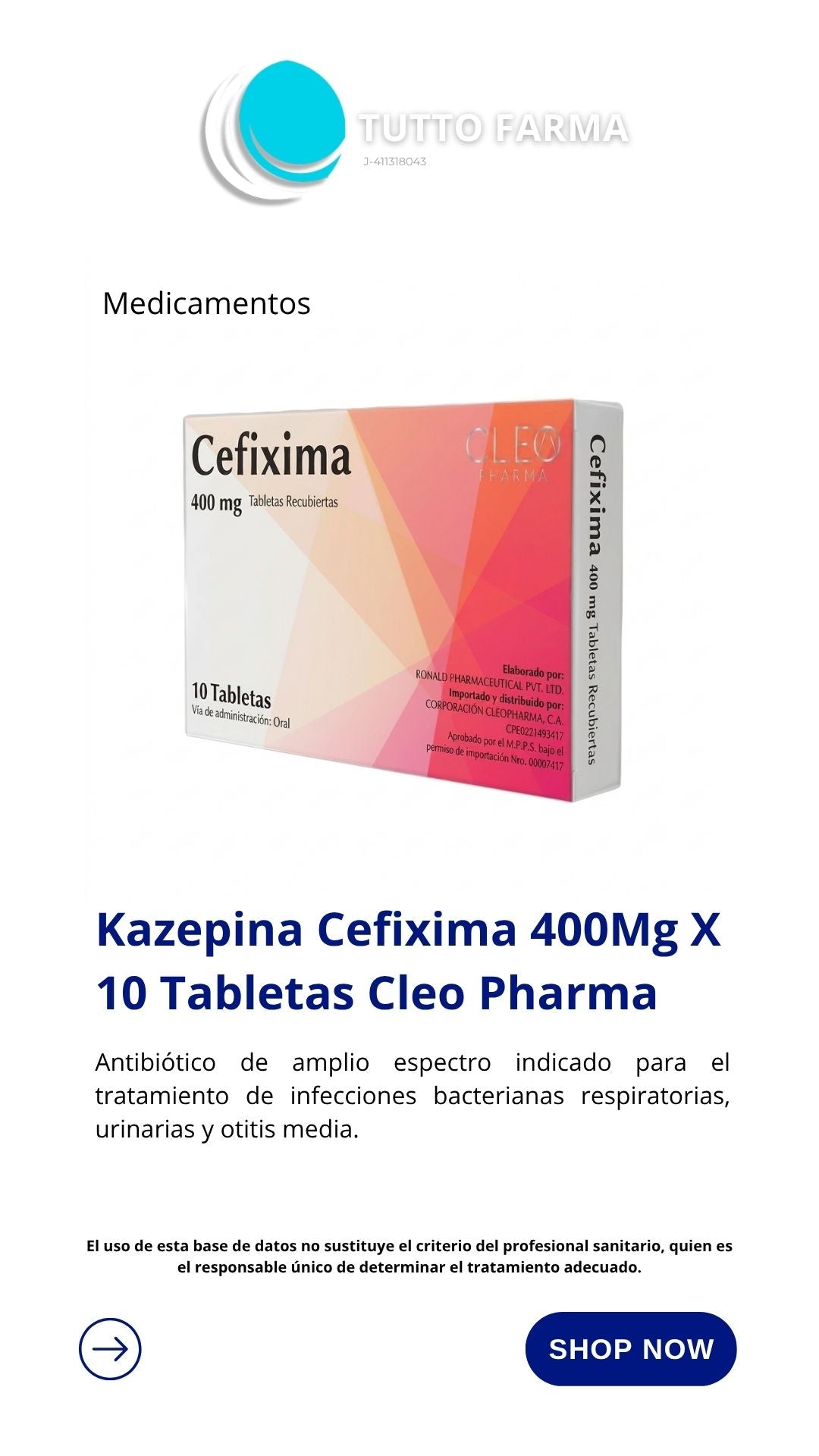 CEFIXIMA 400MG X 10TAB