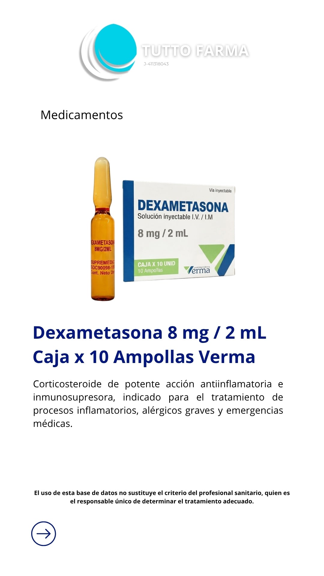DEXAMETASONA 8MG/2ML CAJA X 10 UNID