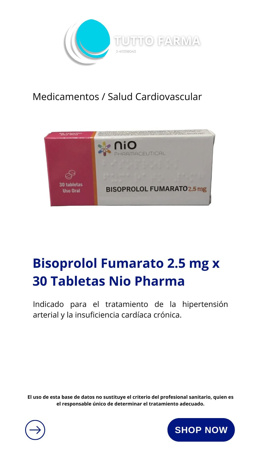 BISOPROLOL FUMARATO 2,5 MG X 30TBL