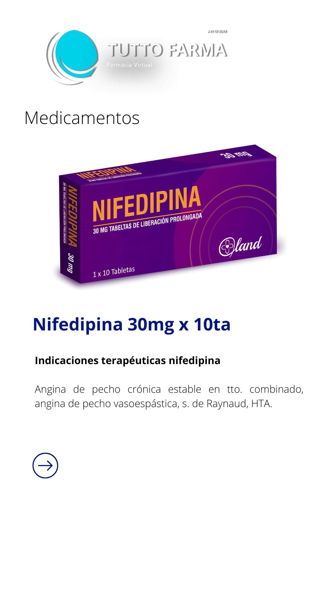 NIFEDIPINO 10 MG X 10 COMP (LAND)