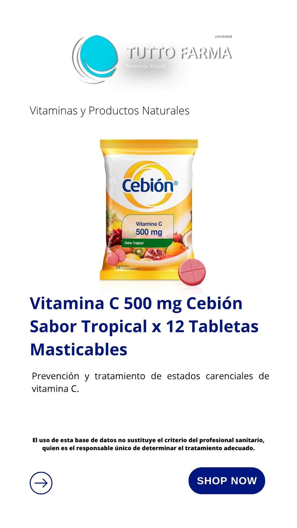 VITAMINA C CEBION 500MG X 12 TM (E)