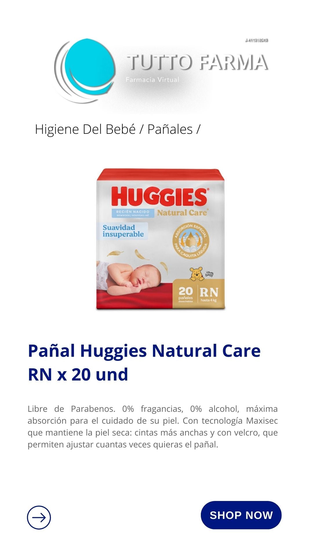 HUGGIES RN X 20 PAÑALES