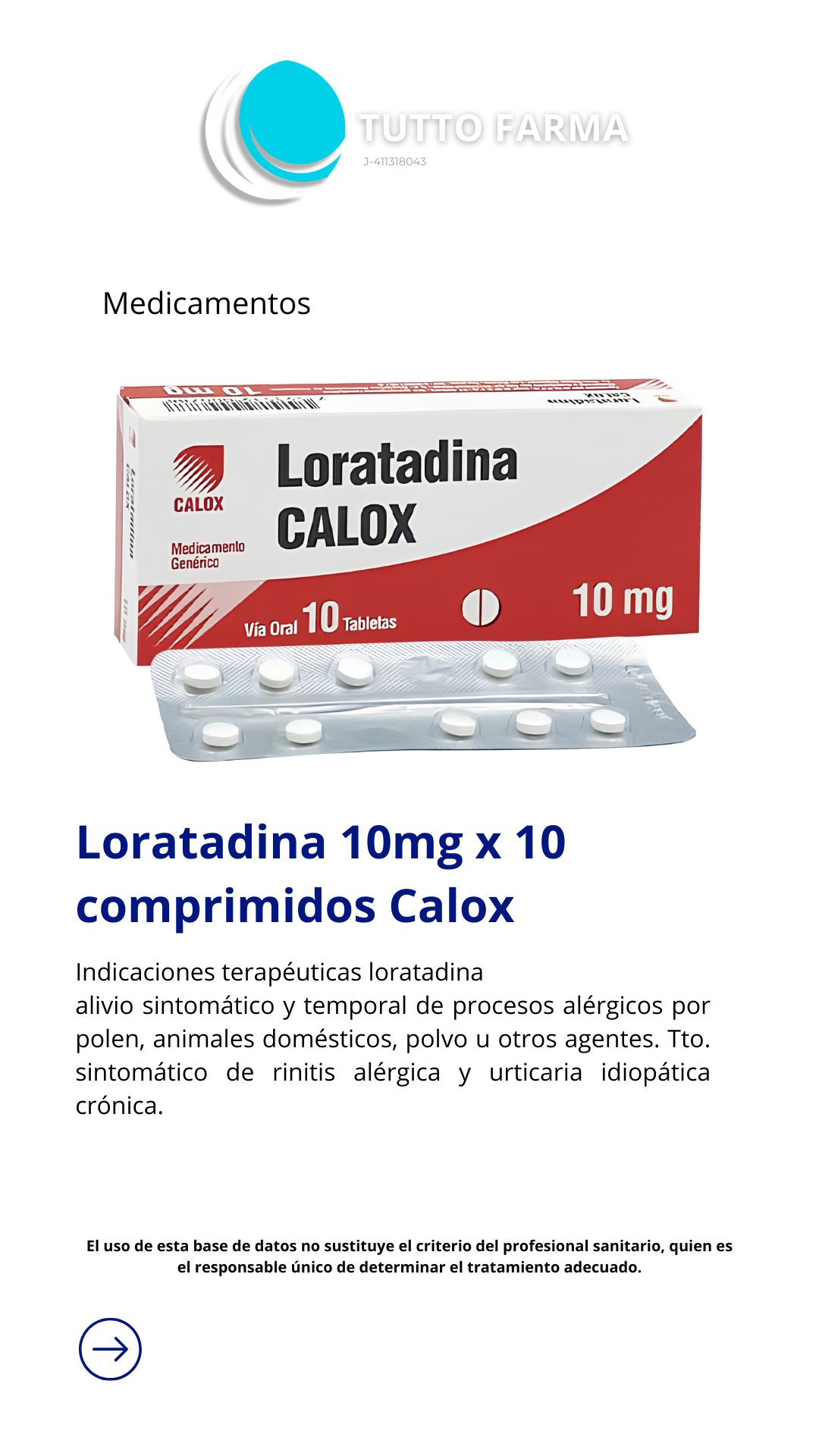 LORATADINA 10MG X 10 TAB ( CALOX)
