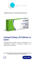 CAPTOPRIL 25 MG X 20 TAB