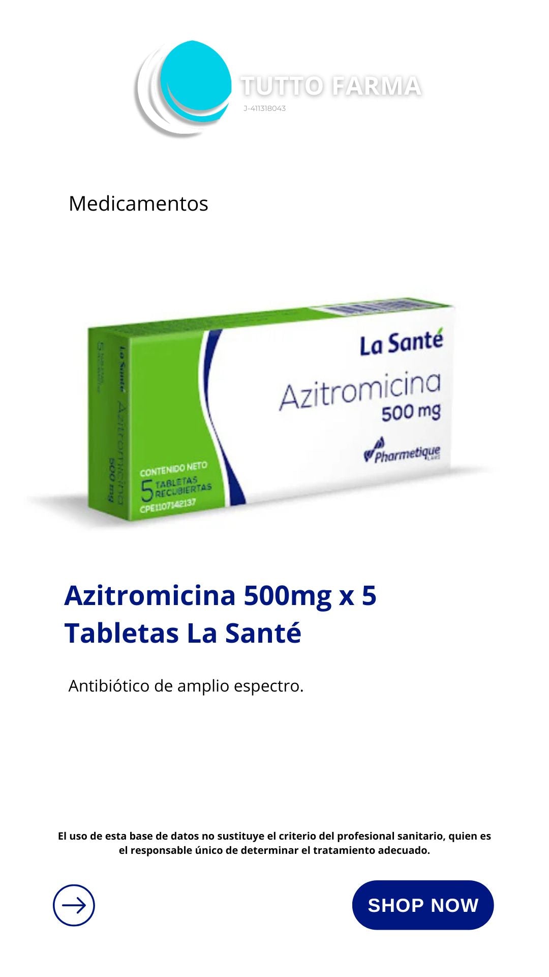 AZITROMICINA LA SANTE 500MG X 5 TAB