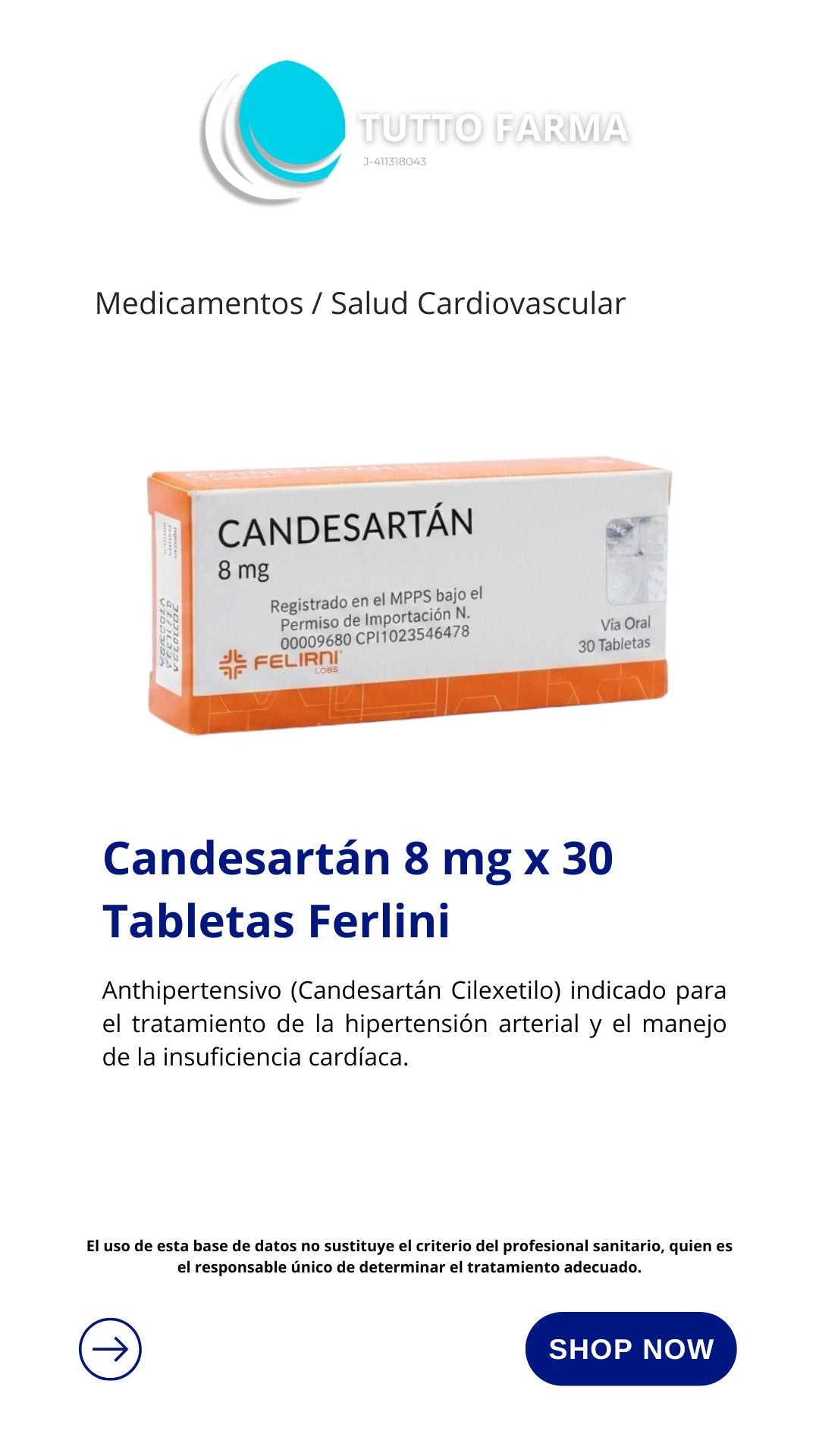 CANDESARTÁN 8MG X30 COMP (FERLINI)