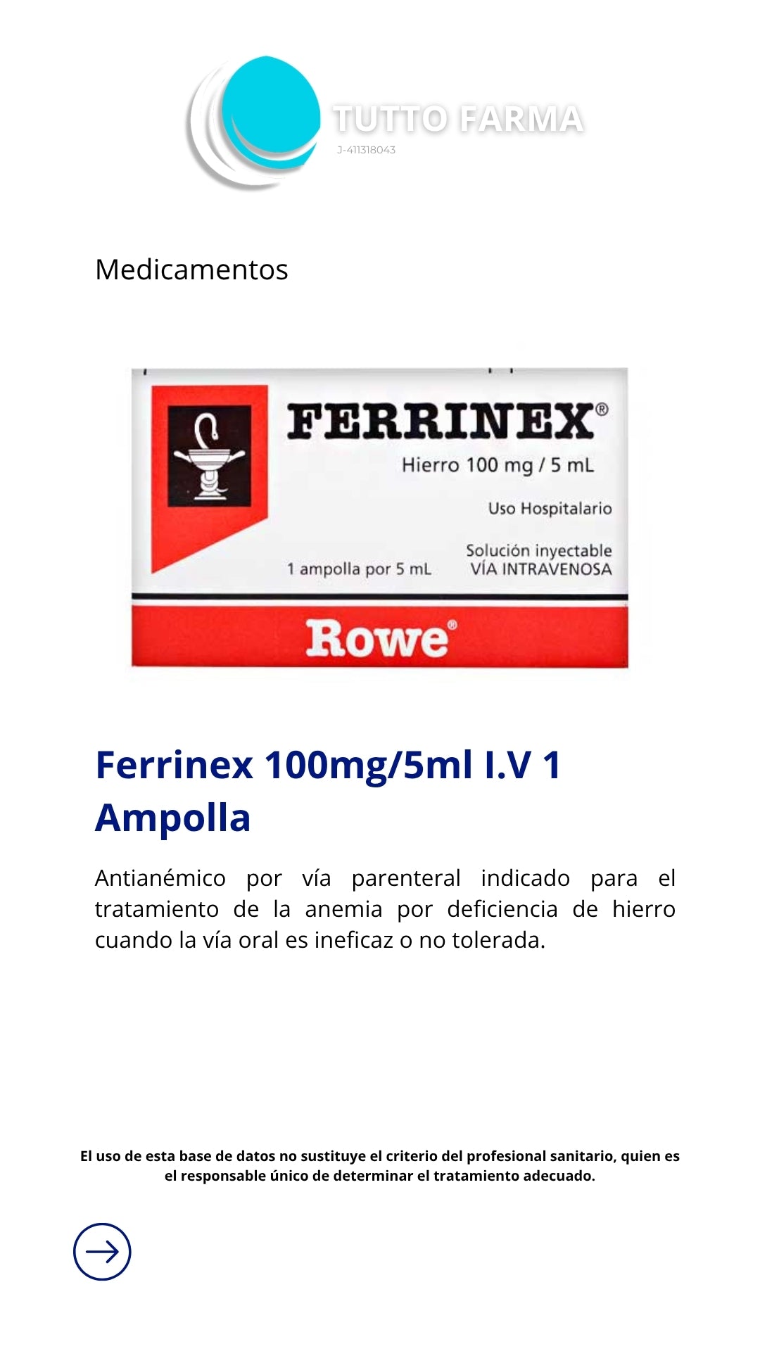 FERRINES DE 100MG /5ML X1 AMP I.V. ( ROWE)