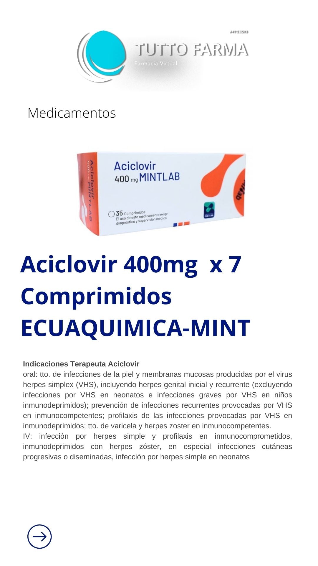 ACICLOVIR 400MGX7 COMPRIMIDOS*(EQ)