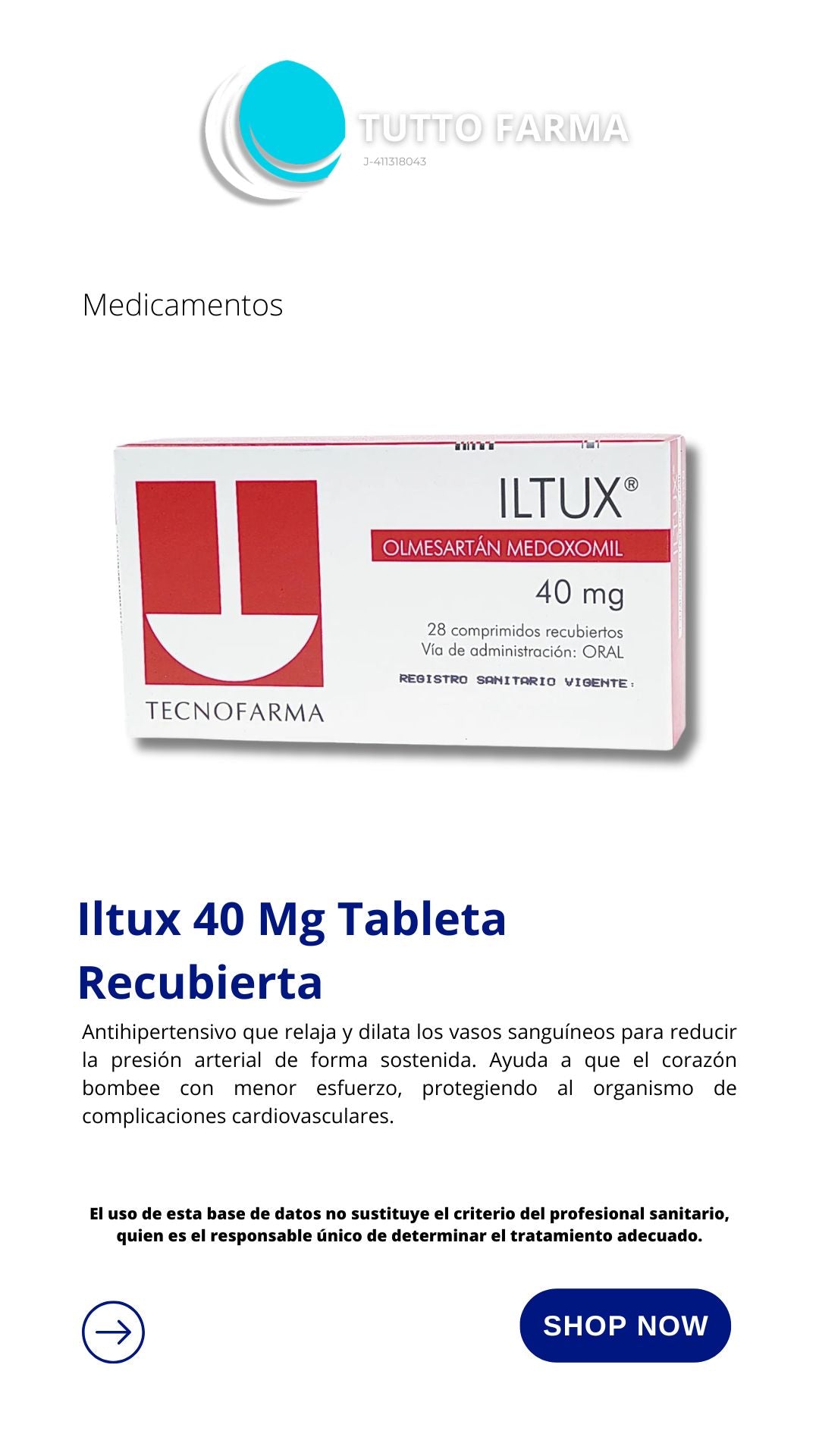 OLMESARTÁN 40MG X 28 COMPRIMIDOS (ILTUX)