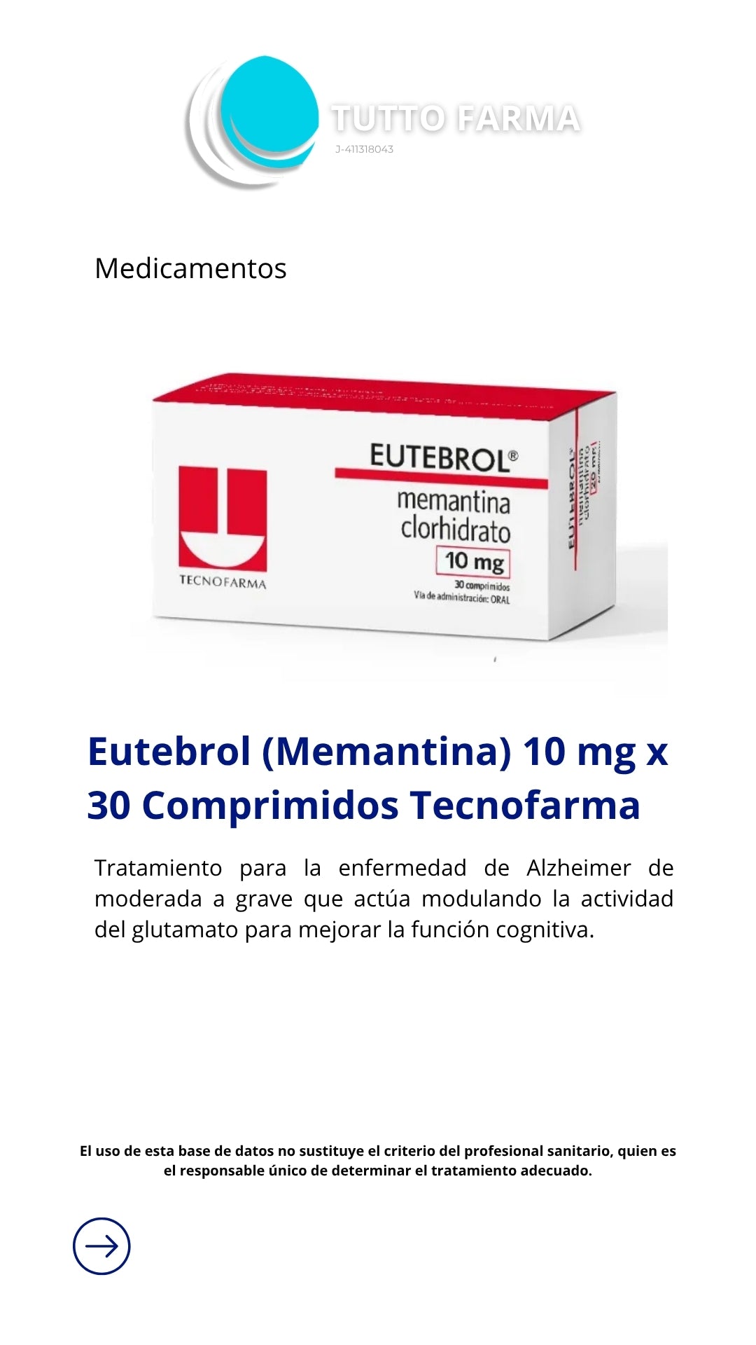 EUTEBROL MEMANTINA 10MG X 3CO (E)