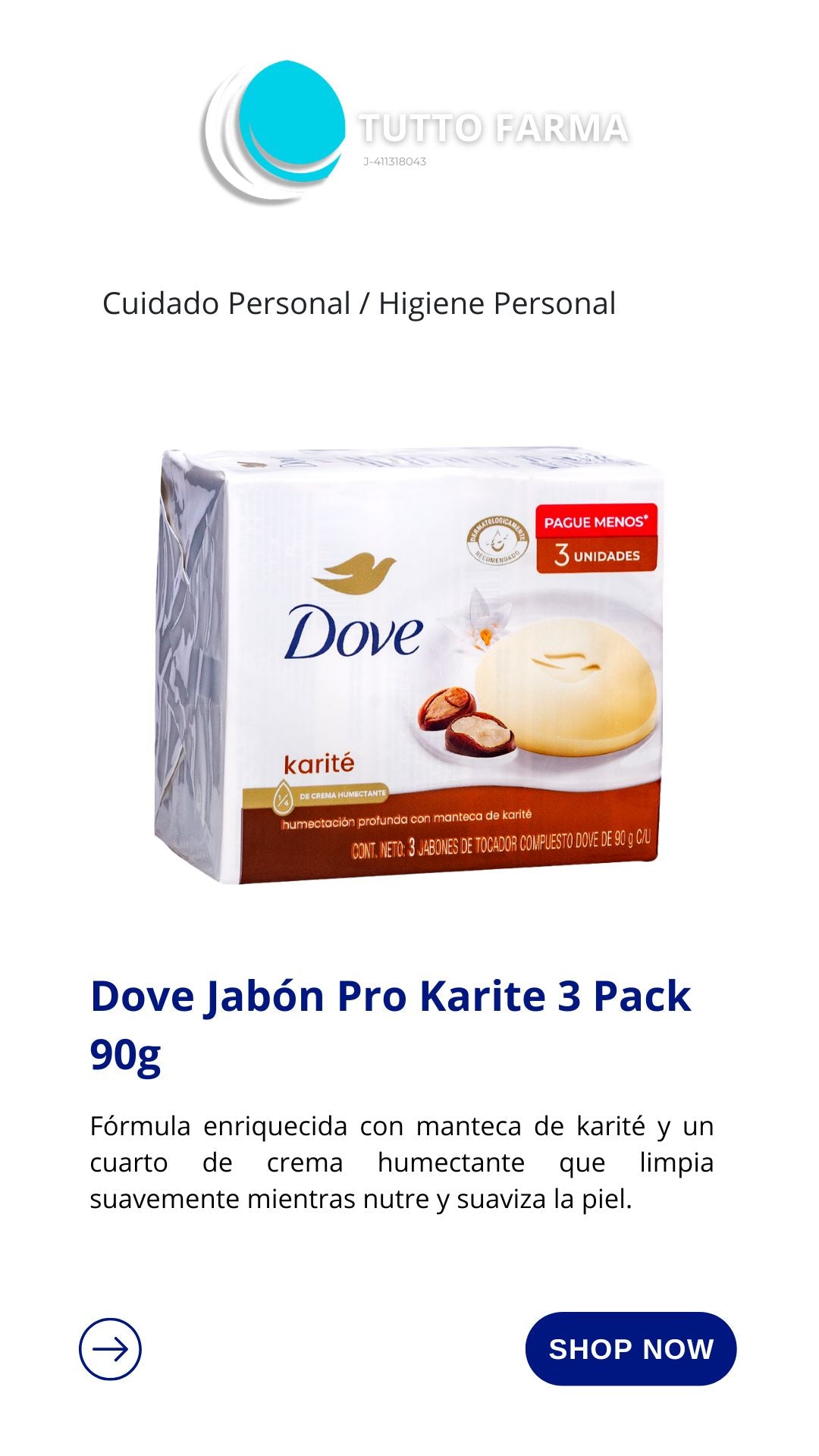 DOVE KARITE VAINILLA 90G X 3