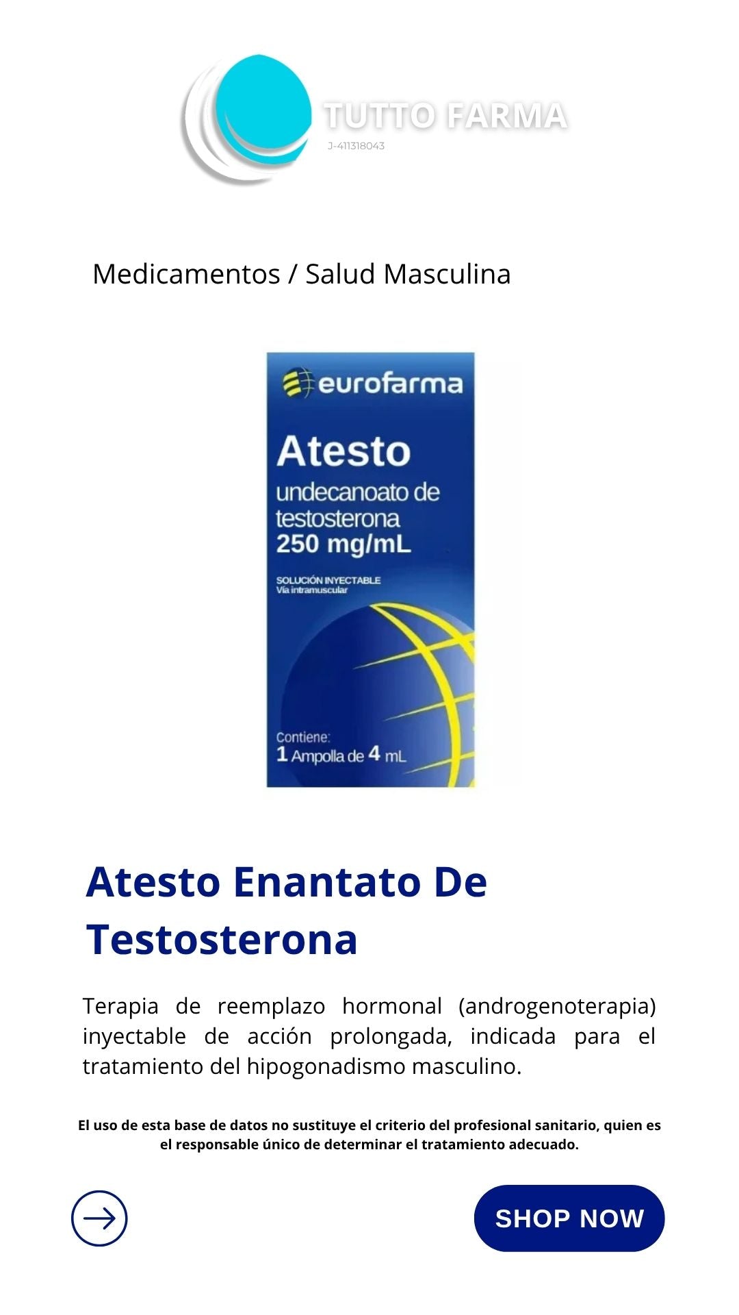 ATESTO 250MG 4ML X1AMP