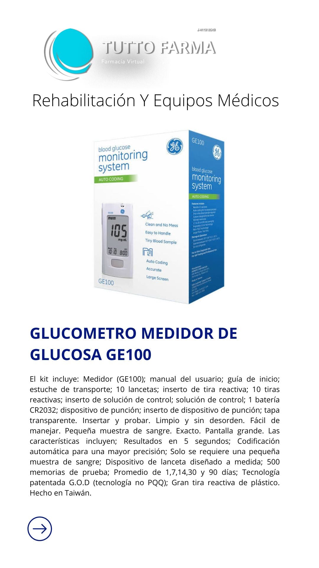 GLUCÓMETRO GE100