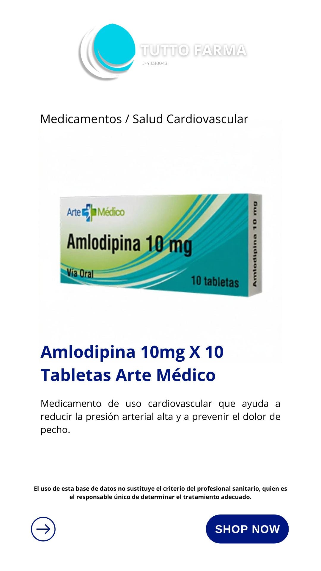 AMLODIPINA ART/MED 10MG X 10TAB
