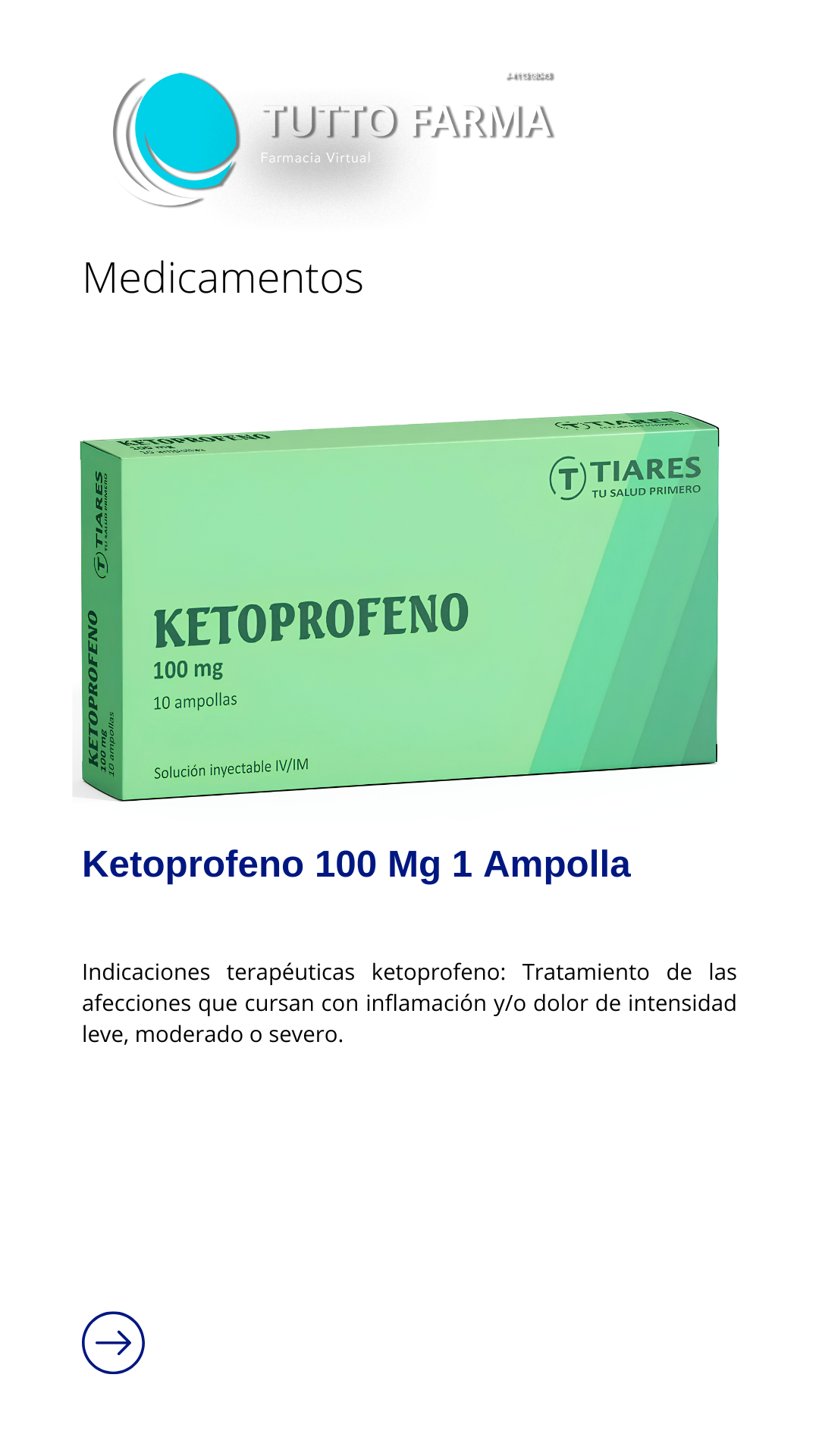 KETOPROFENO AMPOLLAS IV/IM 100MG/2ML X 1 AMP