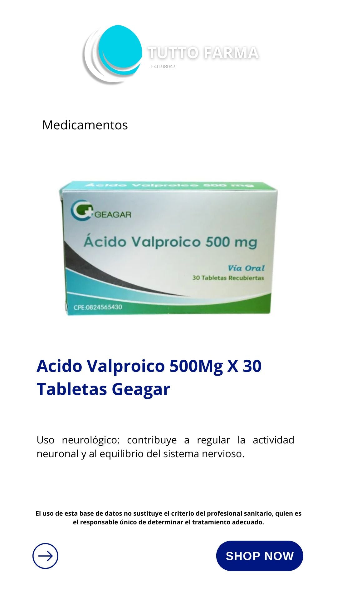 ACIDO VALPROICO 500MG X 30 TAB(GEAGAR)