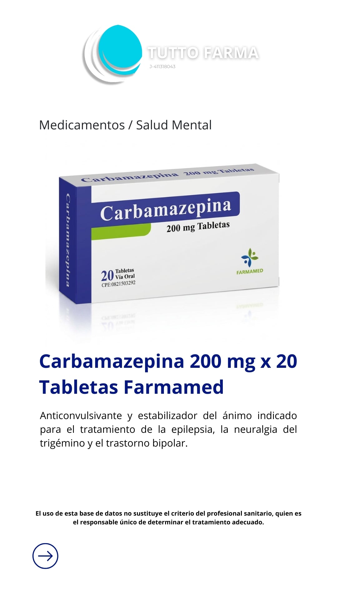 CARBAMAZEPINA 200MG X 20 COMP (E)